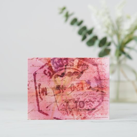 Carte Postale rose (Debout devant)