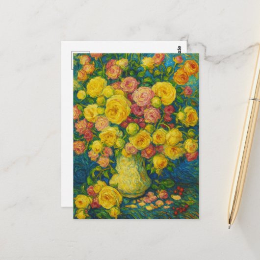 Carte postale rose (Devant/Arrière en situation)