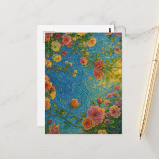 Carte postale rose (Devant/Arrière en situation)