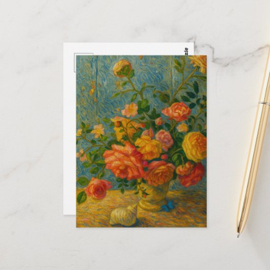 Carte postale rose (Devant/Arrière en situation)