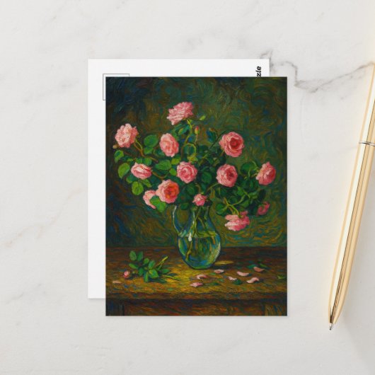 Carte postale rose (Devant/Arrière en situation)