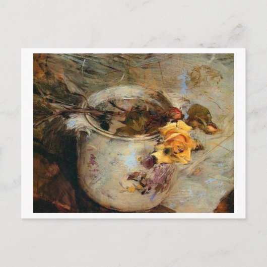 Carte Postale Rose à Vase par Boldini (Devant)