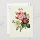 Carte Postale Rose, Anemone et Clematis par Pierre-Joseph Redout (Devant / Derrière)