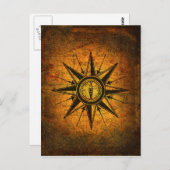 Carte Postale Rose Antique Compass (Devant / Derrière)