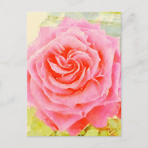 Carte postale rose aquarelle