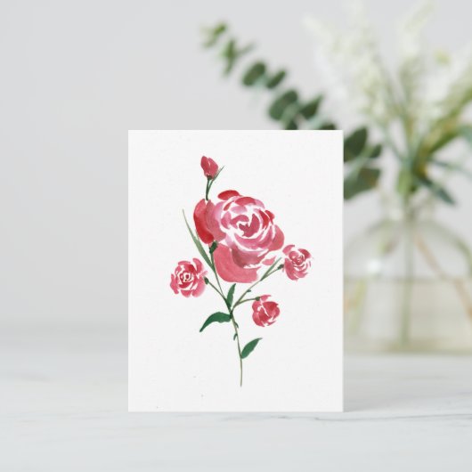 Carte Postale Rose Aquarelle complexe (Debout devant)