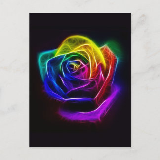 Carte Postale Rose arc-en-ciel fractal