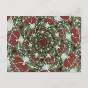 Carte Postale Rose   Art fractal rouge et vert
