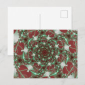 Carte Postale Rose | Art fractal rouge et vert (Devant / Derrière)