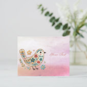 Carte postale rose avec broderie florale de petit  (Debout devant)