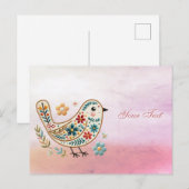 Carte postale rose avec broderie florale de petit  (Devant / Derrière)