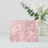 Carte Postale Rose avec Brown Fancy Flowers Arrière - plan (Debout devant)