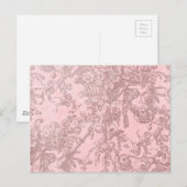 Carte Postale Rose avec Brown Fancy Flowers Arrière - plan (Devant / Derrière)