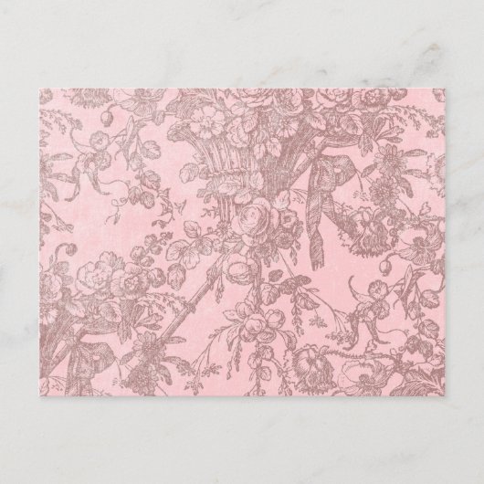 Carte Postale Rose avec Brown Fancy Flowers Arrière - plan (Devant)