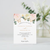 Carte Postale Rose blanc floral or vert mariage (Debout devant)