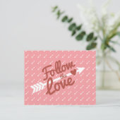 Carte postale Rose & Blanc Love Red Heart Arrow (Debout devant)