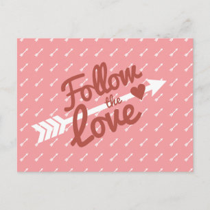 Carte postale Rose & Blanc Love Red Heart Arrow