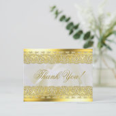 Carte Postale Rose blanche avec Mariage dentelle or (Debout devant)