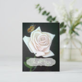Carte Postale Rose Blanche et Papillon Merci (Debout devant)