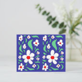 Carte postale Rose blanche florale brillante (Debout devant)