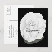 Carte Postale Rose blanche sur Black, invitation de mariage Cart (Devant / Derrière)