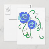 Carte Postale Rose bleu (Devant / Derrière)