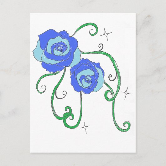 Carte Postale Rose bleu (Devant)