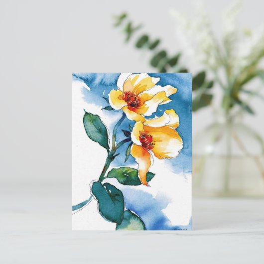 Carte Postale rose bleu (Debout devant)