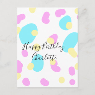 Carte Postale Rose bleu jaunejoyeux anniversaire enfants formes 