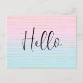 Carte Postale Rose Bleu Ombré avec fines lignes dorées (Devant)