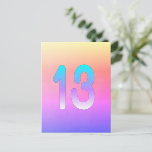 Carte Postale Rose Bleu Violet Dégradé 13e Anniversaire (Debout devant)
