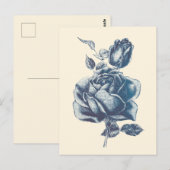Carte Postale Rose Bleue Élégante Vintage  (Devant / Derrière)