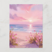 Carte Postale Rose Blush Beach Sunset Pastel Aquarelle (Devant)