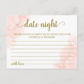 Carte Postale Rose Blush Floral Or Géométrique Date Nuit Idée (Devant)