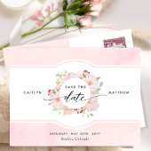 Carte Postale Rose, Blush, Rose Gold Chic Wedding Enregistrer la