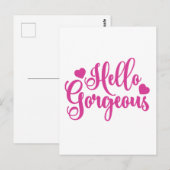 Carte Postale Rose Bonjour merveilleuse citation (Devant / Derrière)