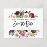 Rose, bordeaux et fig floral enregistrer la date v