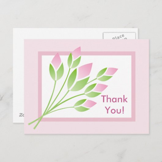 Carte postale rose Buds Merci (Devant / Derrière)