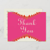 Carte postale Rose chaud + Or Red Lace Merci (Devant / Derrière)