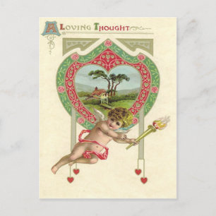 Carte Postale Rose Cottage Coeur Cupid Torch