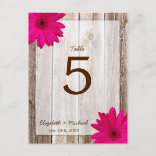 Carte Postale Rose Daisy Rustic Barn Wood Mariage Numéro de tabl
