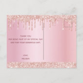 Carte Postale Rose d'anniversaire parties scintillant or  goutte (Dos)