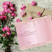 Carte Postale Rose d'anniversaire parties scintillant or  goutte