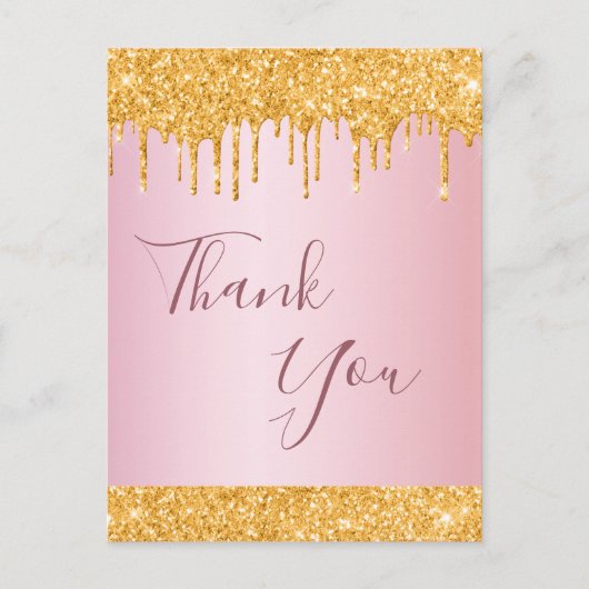 Carte Postale Rose d'anniversaire parties scintillant or  goutte (Devant)