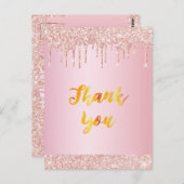 Carte Postale Rose d'anniversaire parties scintillant or  goutte (Devant / Derrière)