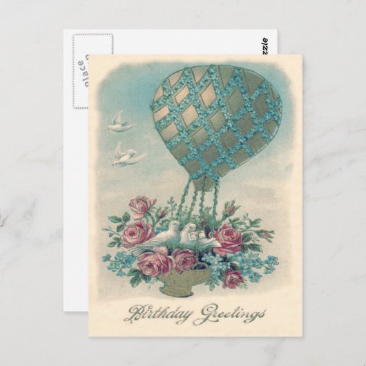 Carte Postale Rose de ballon à air chaud Dove Oubliez-Moi-Pas (Devant / Derrière)