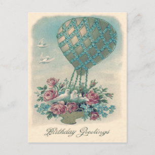 Carte Postale Rose de ballon à air chaud Dove Oubliez-Moi-Pas