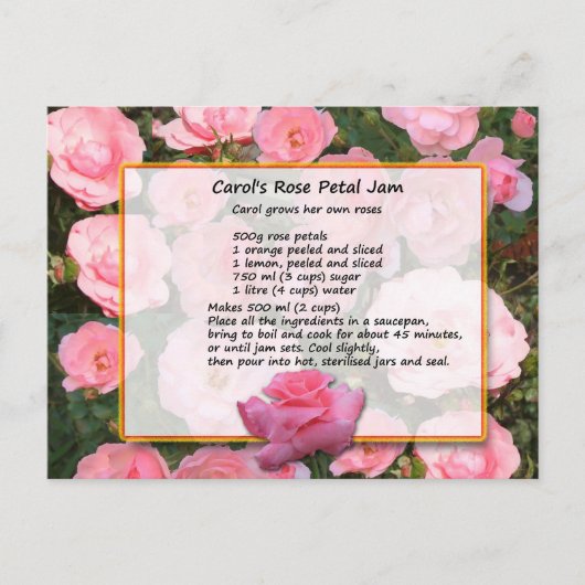 Carte postale Rose de Carol Petal Jam Recette (Devant)