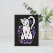 Carte Postale Rose de chat blanc rose violet (Debout devant)