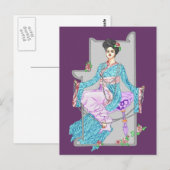 Carte Postale Rose de Chine & Perles (Devant / Derrière)